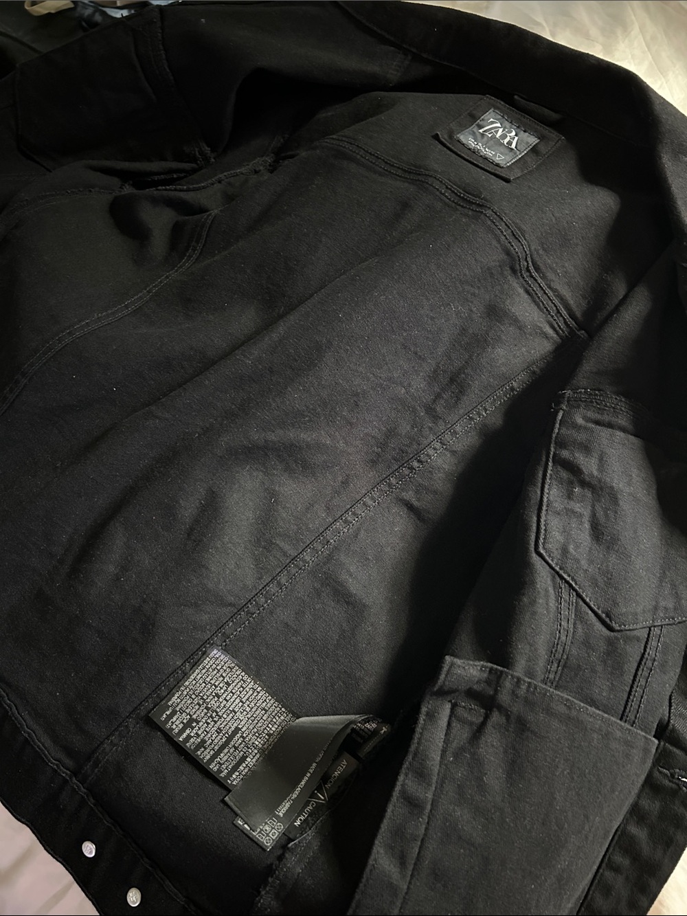 Zara Black Denim Trucker Jacket - Picture 7 of 8
